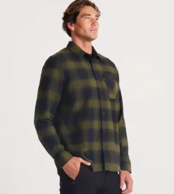 Roark Crossroads Long Sleeve Flannel DarkMilitaryPlaid Online